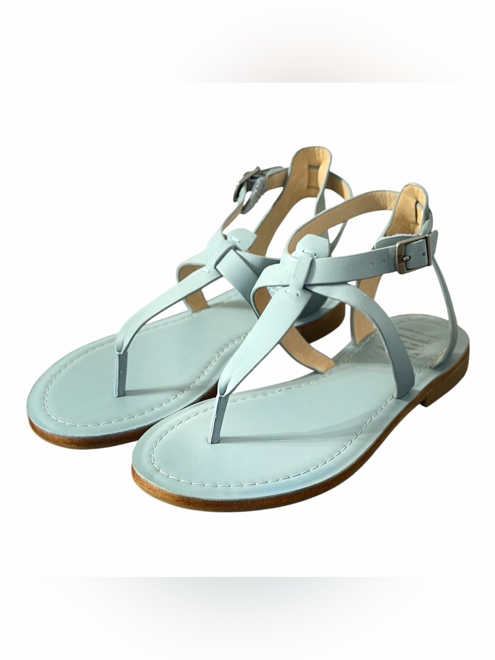 Frye Taylor Sandal Women’s Size 6 Light Blue Leather Thong Ankle Strap Sandals